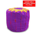 Load image into Gallery viewer, Cotton Handloom Moroccan Pouf cover , Purple & Yellow