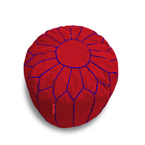 Cotton Handloom Moroccan Pouf cover , Red