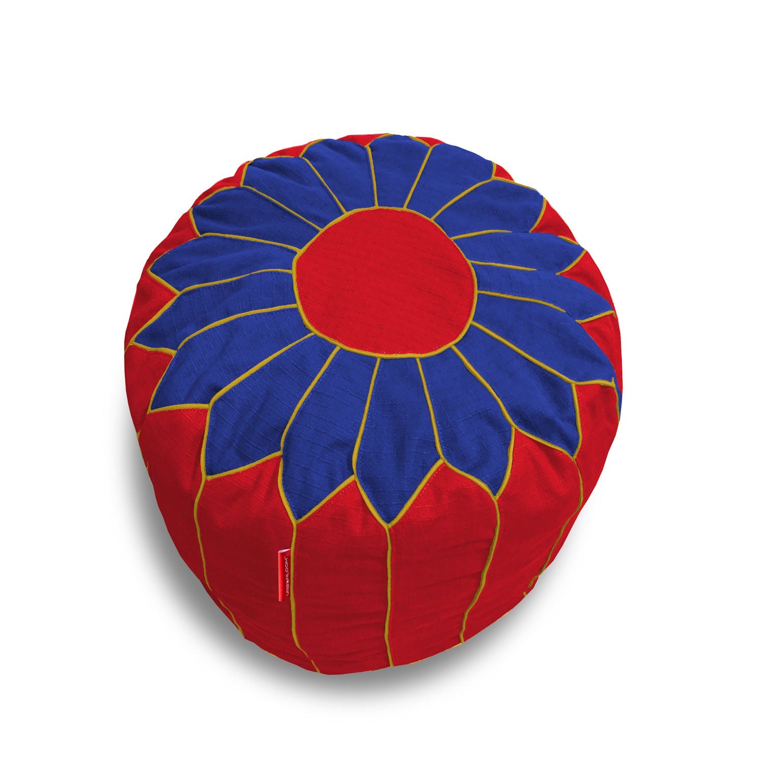 Cotton Handloom Moroccan Pouf  cover , Blue & Red