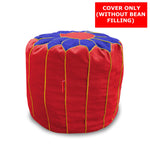 Load image into Gallery viewer, Cotton Handloom Moroccan Pouf cover , Blue & Red
