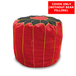 Load image into Gallery viewer, Cotton Handloom Moroccan Pouf cover , Black &amp; Red
