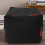 Load image into Gallery viewer, Cotton Handloom Pouf/Ottoman/Footstool cover (Black)
