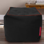 Load image into Gallery viewer, Cotton Handloom Pouf/Ottoman/Footstool cover (Black)