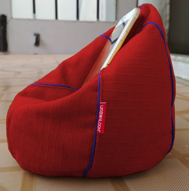 Cotton handloom mobile bean bag Holder (Red)
