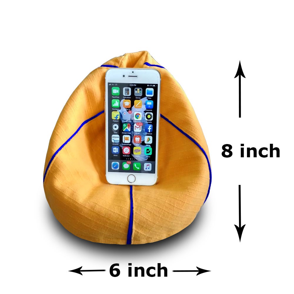Cotton handloom mobile bean bag Holder (Yellow)