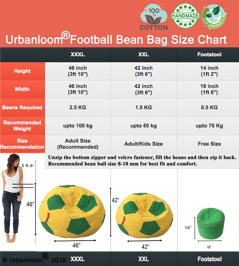 Ivy organic cotton Football bean bag Cover & Footstool cover