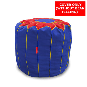 Cotton Handloom Moroccan Pouf cover , Red & Blue