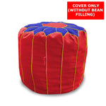 Load image into Gallery viewer, Cotton Handloom Moroccan Pouf  cover , Blue &amp; Red
