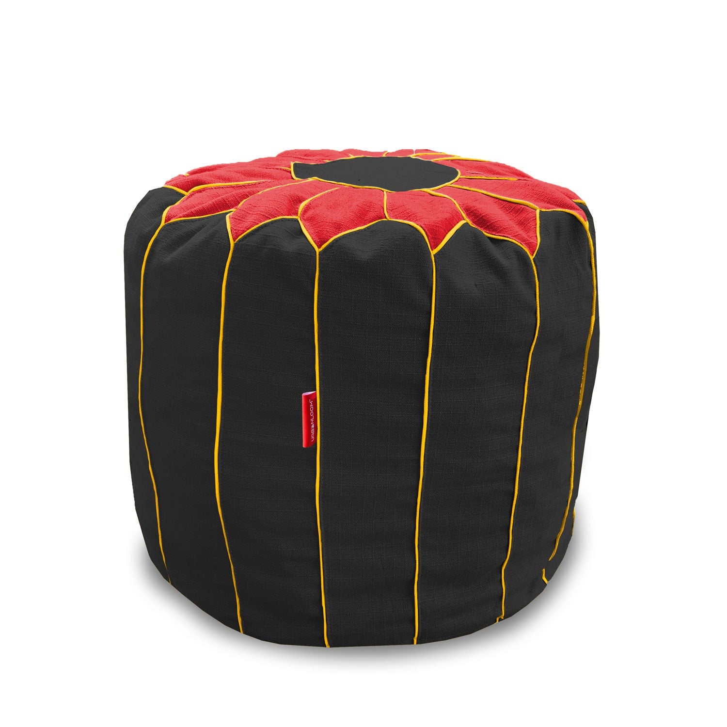 Cotton Handloom Moroccan Pouf cover , Red & Black